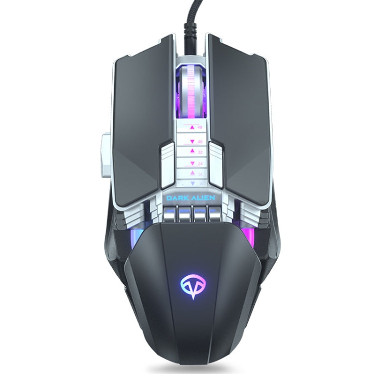 Dark Alien V710 Mouse luminoso cablato da ufficio in metallo con 7 tasti, lunghezza cavo: 1,78 m Dark Alien V710 Mouse luminoso cablato da ufficio in metallo con 7 tasti, lunghezza cavo: 1,78 m